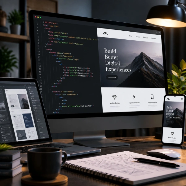 Modern website development and responsive web design